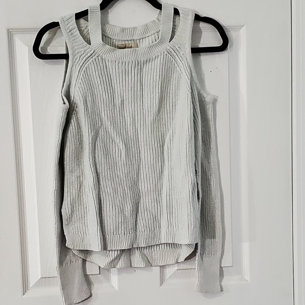 Hollister Cold Shoulder White Knit Sweater